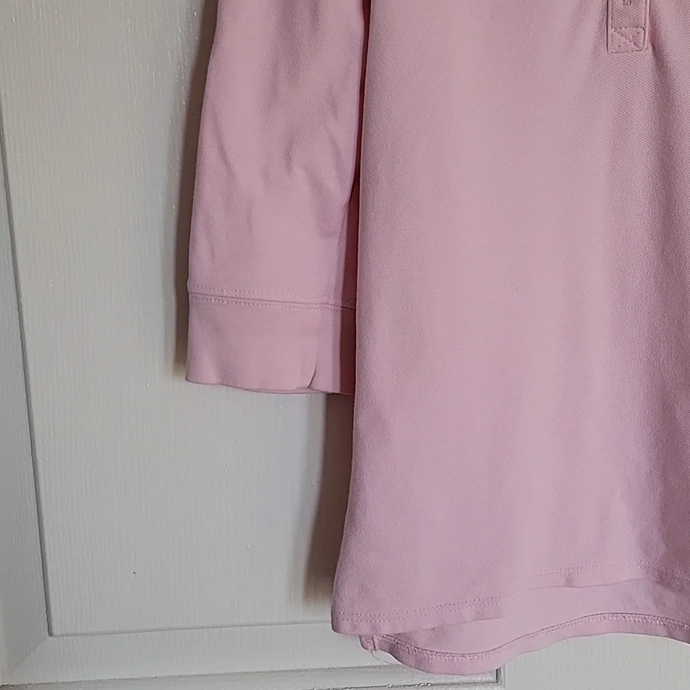 Old Navy, girls medium, pink polo shirt, 3/4 length sleeves.